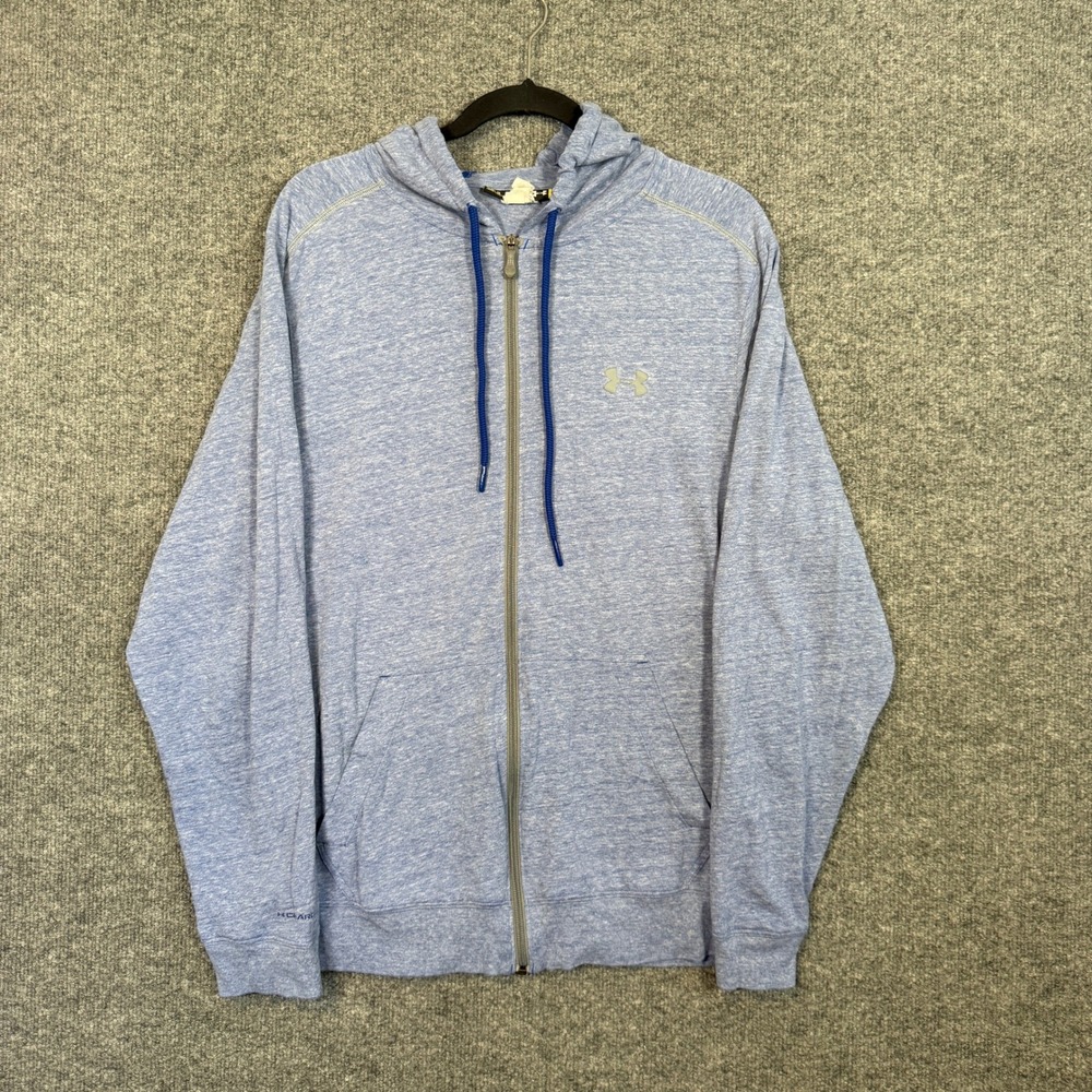 Under Armour Charged Hoodie Mens Large Blue Full Zip Up Stretch Sweatshirt Soft